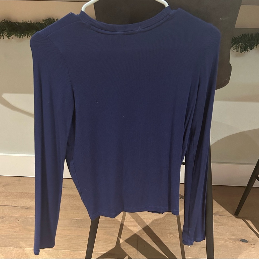 Blue Ribbed Athleta Top - Picture 2 of 2